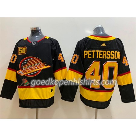 Vancouver Canucks Elias Pettersson 40 Flying Skate 50th Anniversary Adidas 2019-2020 Zwart Authentic Shirt - Mannen